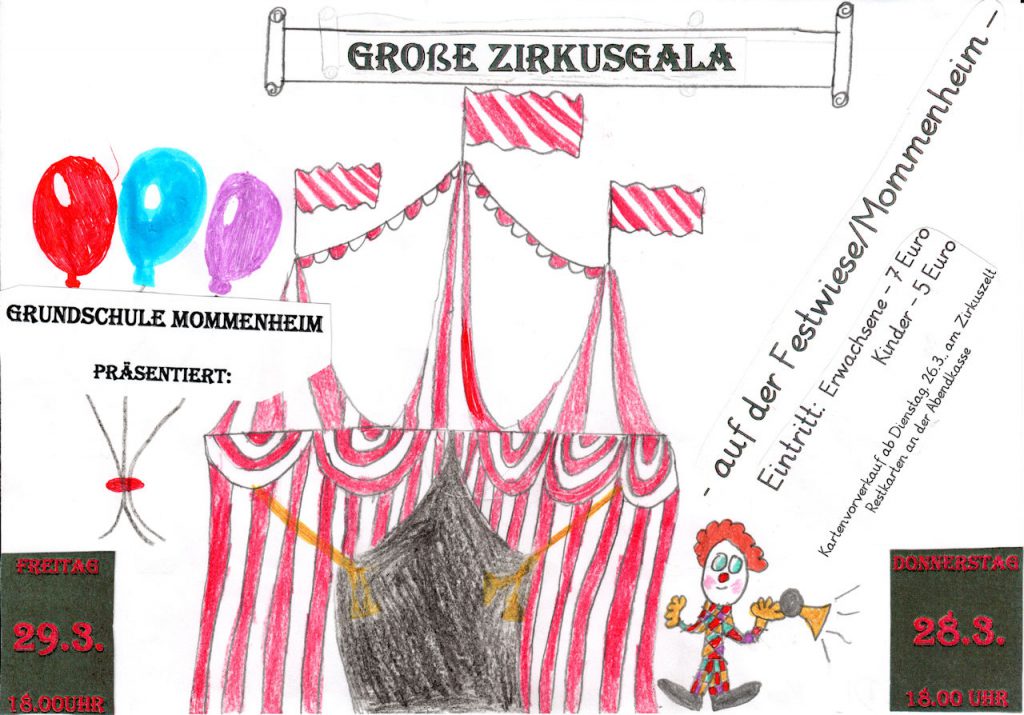 Zelt mit Ballons und Clown